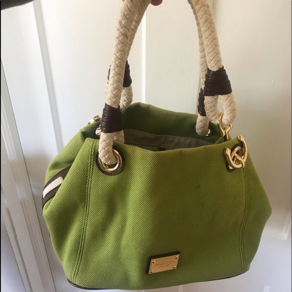 MICHAEL KORS Green Canvas Purse